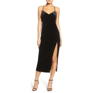 Bardot Raven Velvet Midi Dress in Black